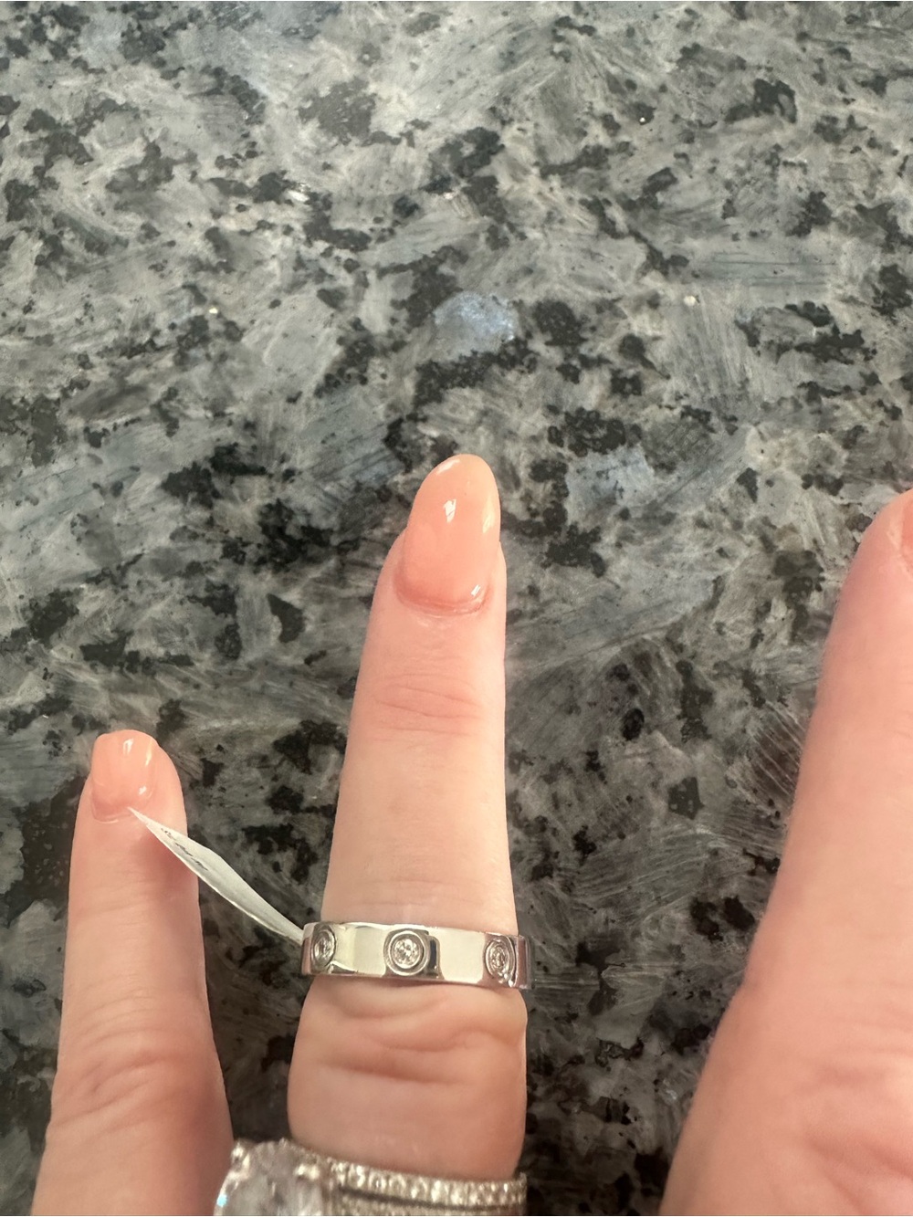 Effe Sterling Silver and Diamond Band - Size 7